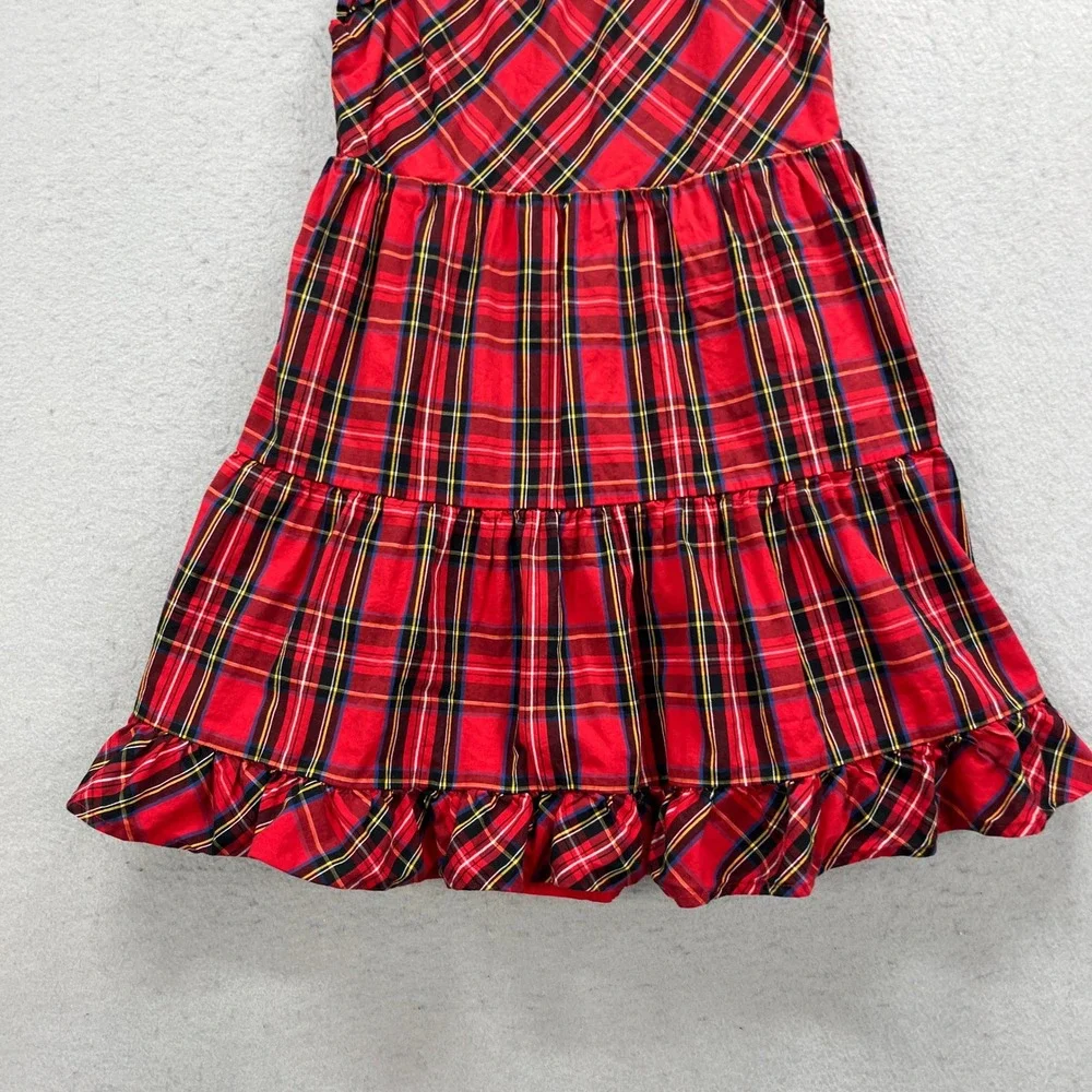 Crewcuts Plaid Ruffle Tiered Dress Girls 8 Red Tartan Holiday Christmas Preppy